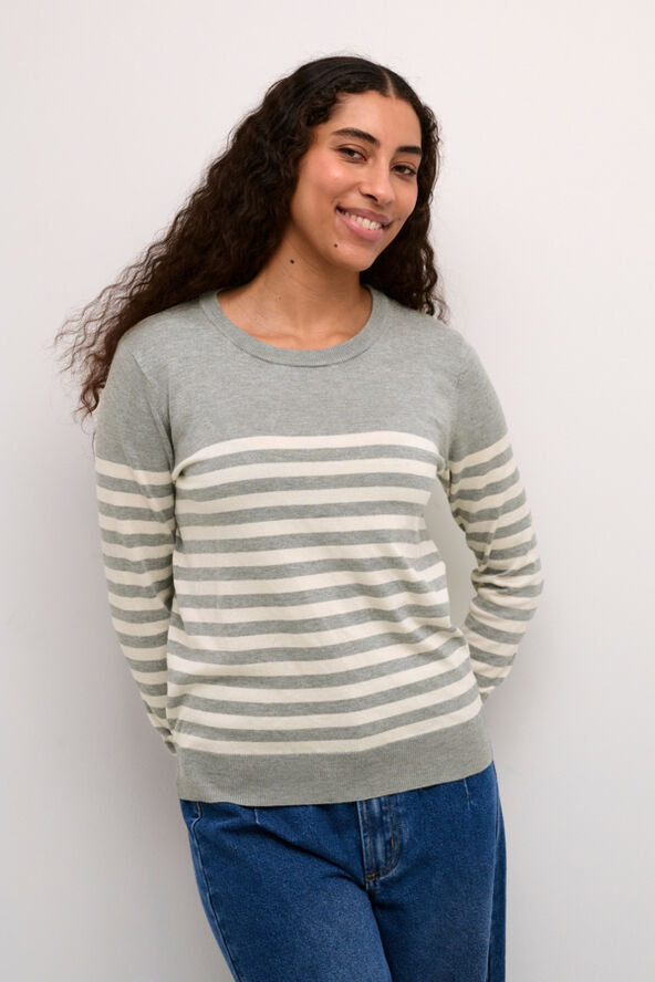 Kaffe KAlizza Striped Knit Pullover Grey melange/turtledove stripe