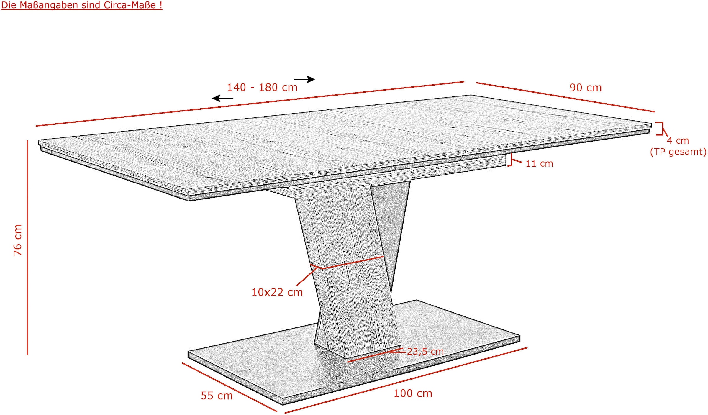 HELA Essgruppe »WESER« 7 Stk. tlg. Säulentisch 140-180x90 cm, Stuhl mit Federkorb, 140 kg belastbar