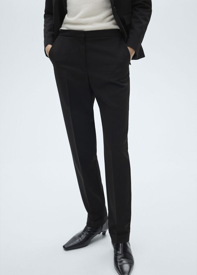 MANGO Straight suit trousers Black