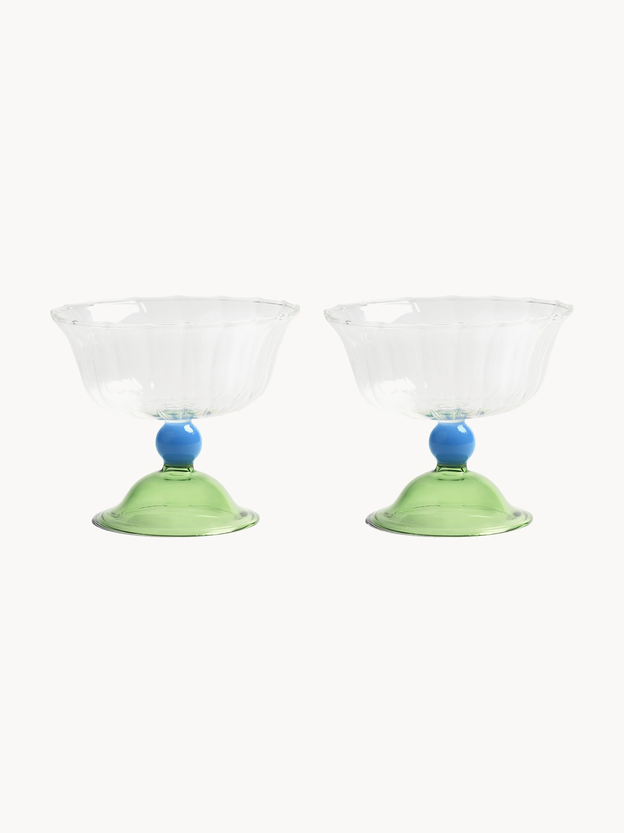 Handgemaakte champagneglazen Tulip van borosilicaatglas, 2-delig