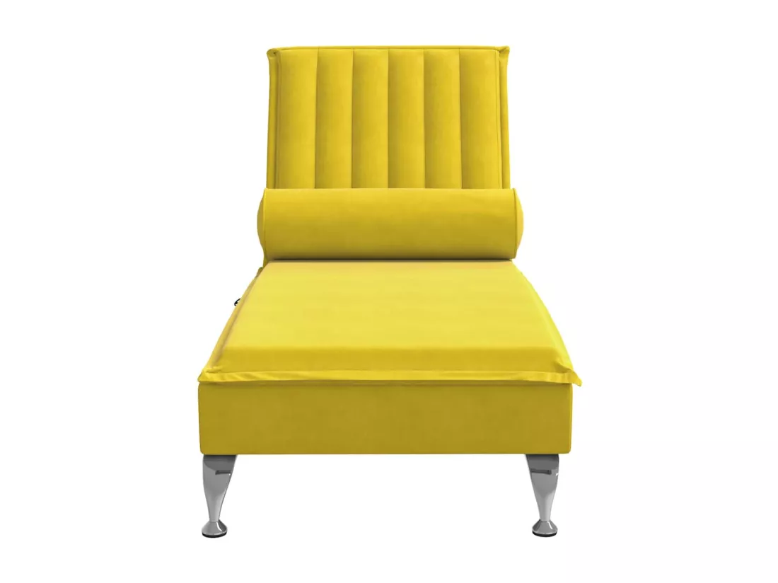 Chaise longue de massage avec traversin jaune velours