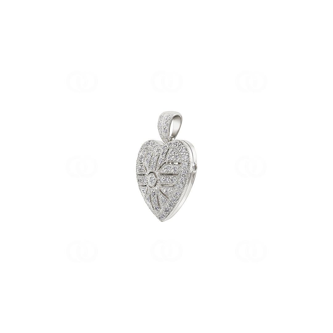 Medaillon zum Öffnen 750/18 K Weissgold Herz mit Diamanten 0.33 ct H/si