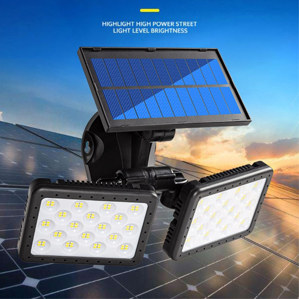 144 LED's Solar Outdoor Lampe Dual Wandleuchte mit PIR Sensor / Bewegungserkennung Spritzwasserfest (IPX5) - Schwarz