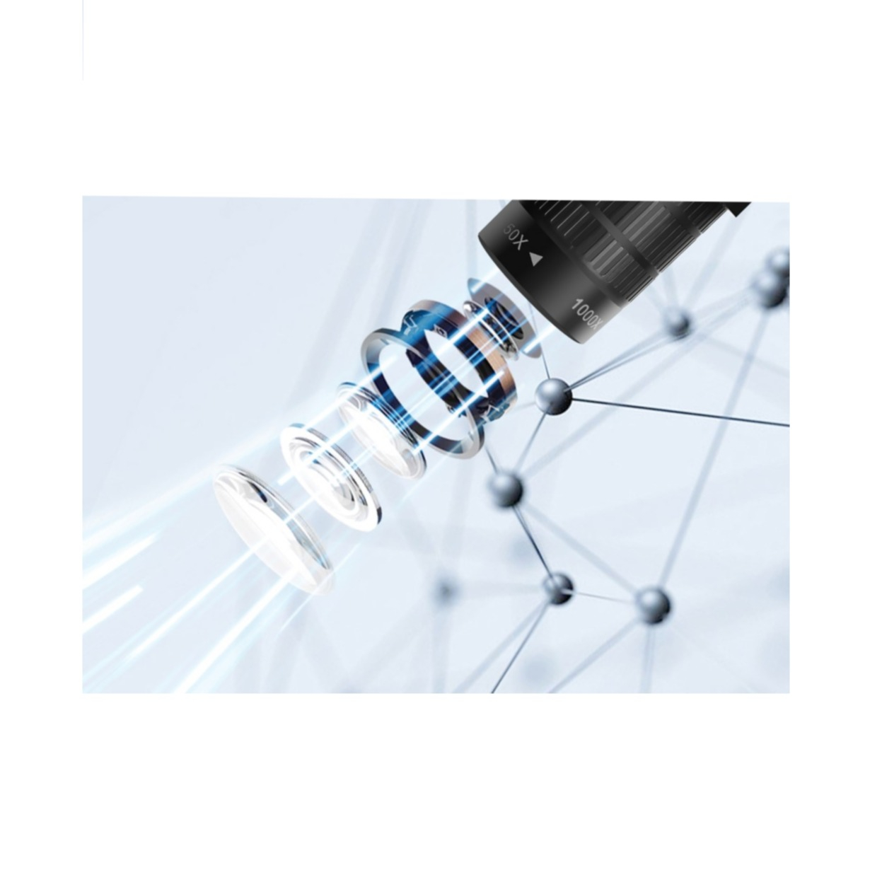 2MP Digital Mikroskop (50x-1000x) mit 8-LED's und 4.3