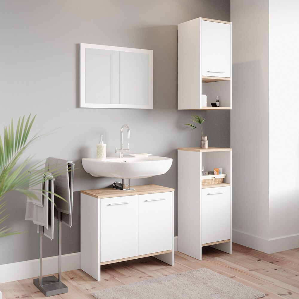 Vicco Hängeschrank Badschrank Badezimmerschrank Elvio Weiß Sonoma Fächer Ablage