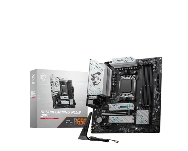 MSI B650M GAMING PLUS WIFI - Bundkort - micro ATX - Socket AM5 - AMD B650 Chipset - USB 3.2 Gen 1, USB-C 3.2 Gen2, USB 3.2 Gen 2 - 2.5 Gigabit LAN, Wi-Fi 6E, Bluetooth - onboard grafik (CPU påkrævet) - HD Audio (8-kanaler)
