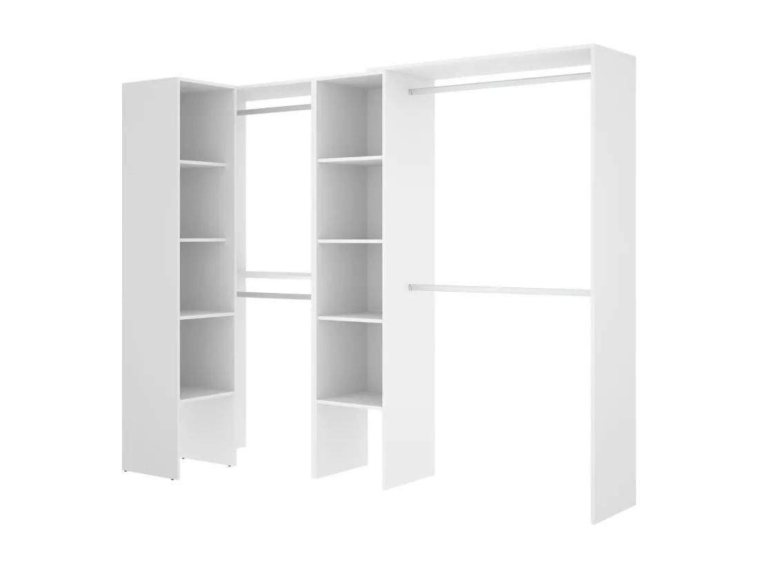 Armoire Dmagrin, Structure pour dressing d'angle, Cintre d'angle ouvert, 228x79h187 cm, Blanc