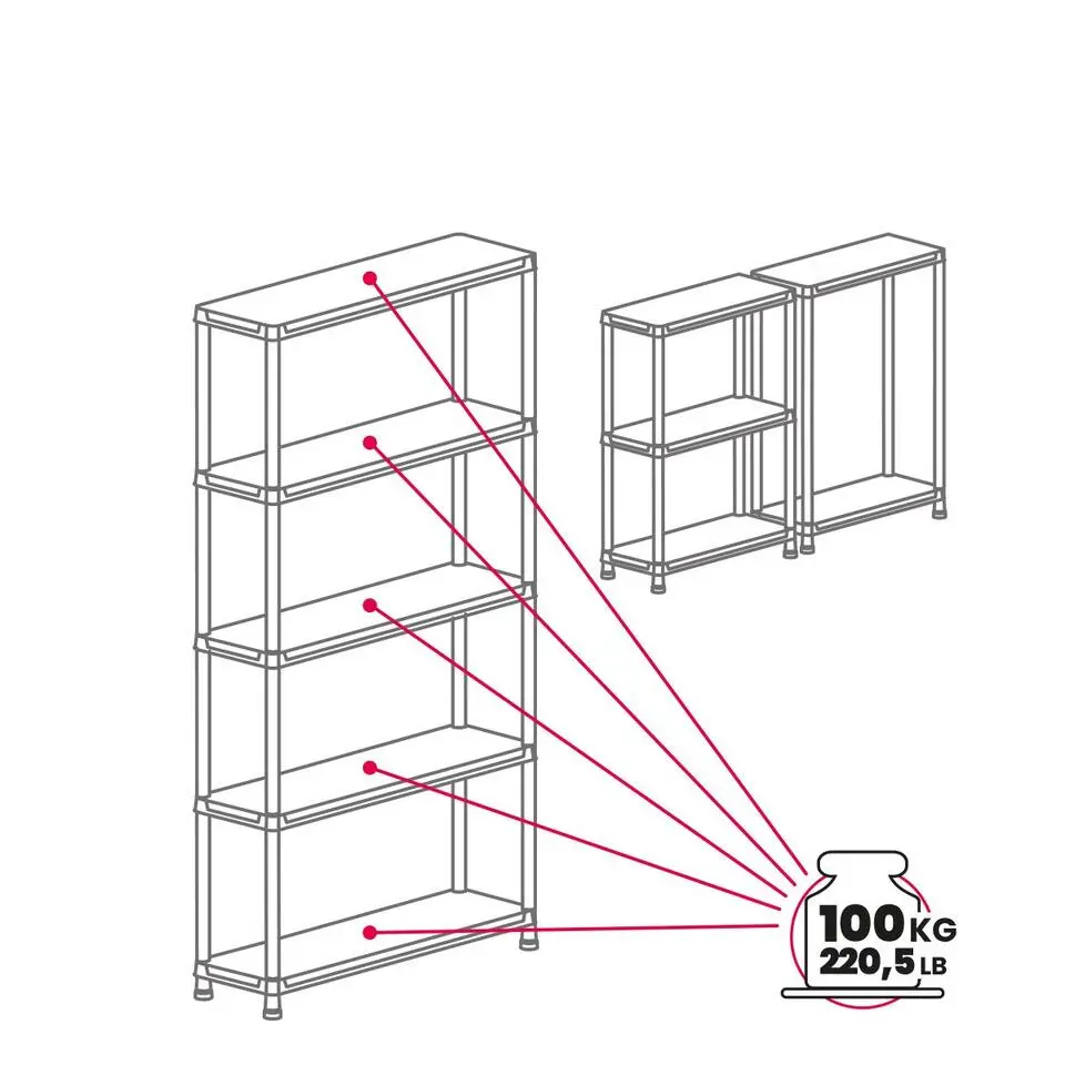 Toomax universal pro opbergrek - 5 planken - 100x40x180 cm - 2 stuks