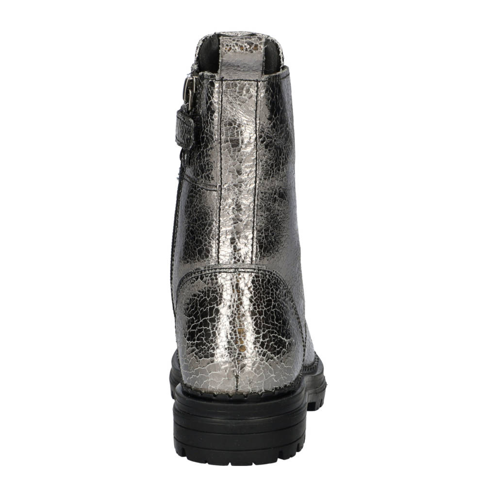 Nelson Kids leren veterboots zilver