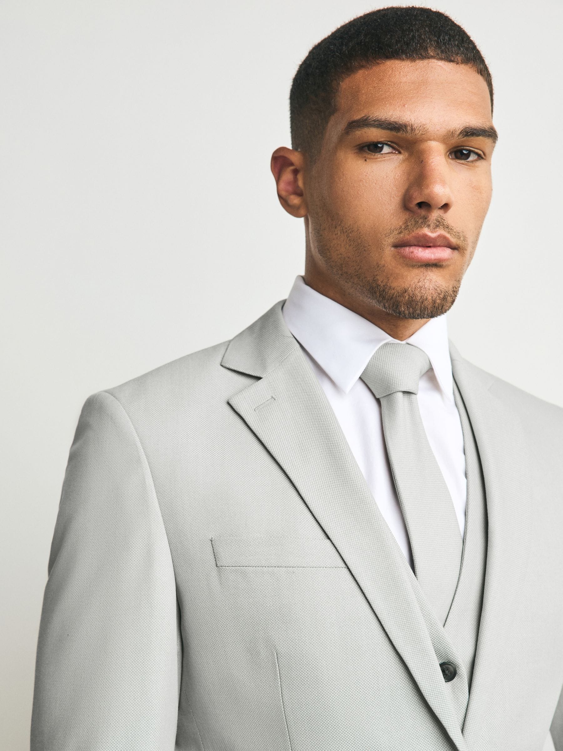 Neutraal - Slim Fit - Kostuum met textuur: colbert