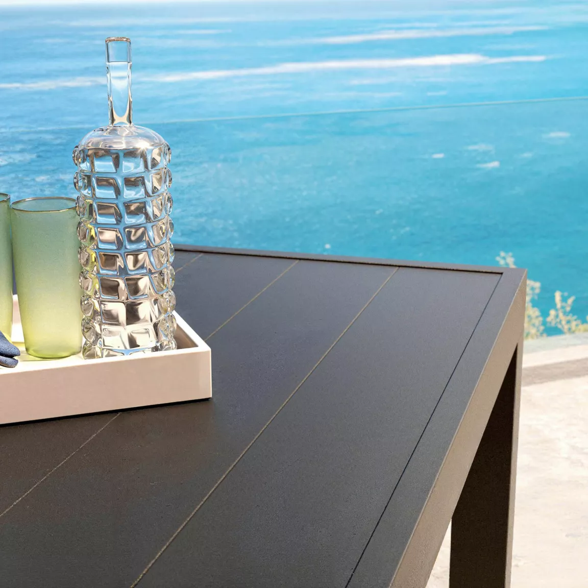Table de jardin carrée aluminium 8 places (136 x 136 cm) Murano Gris anthracite