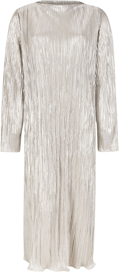 Soft Rebels SRNevaeh Boat-neck Midi Dress Silver plissé