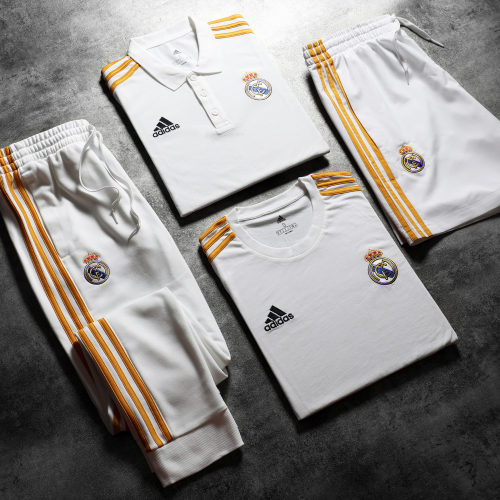 Polo Manches Courtes A Bandes Real Madrid HY0607 Beige Clair