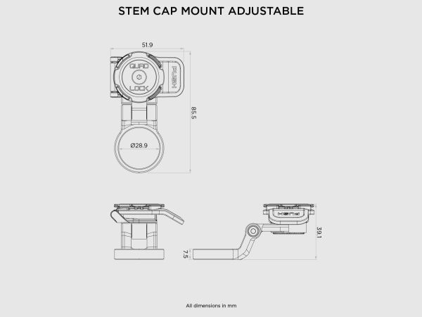 Quad Lock Stem Cap Mount, justerbart