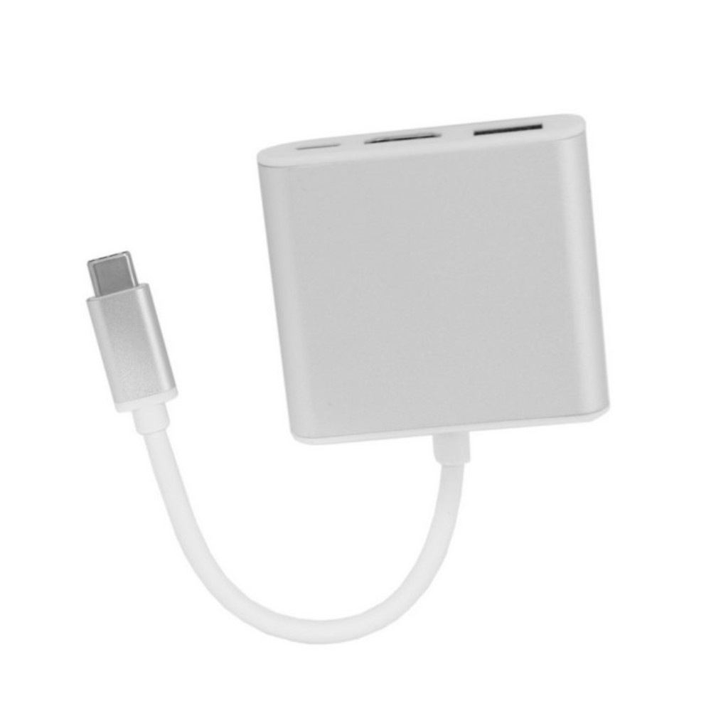USB C auf HDMI / USB / USB Typ-C Hub Adapter für MacBook / Laptop / PC - Silber