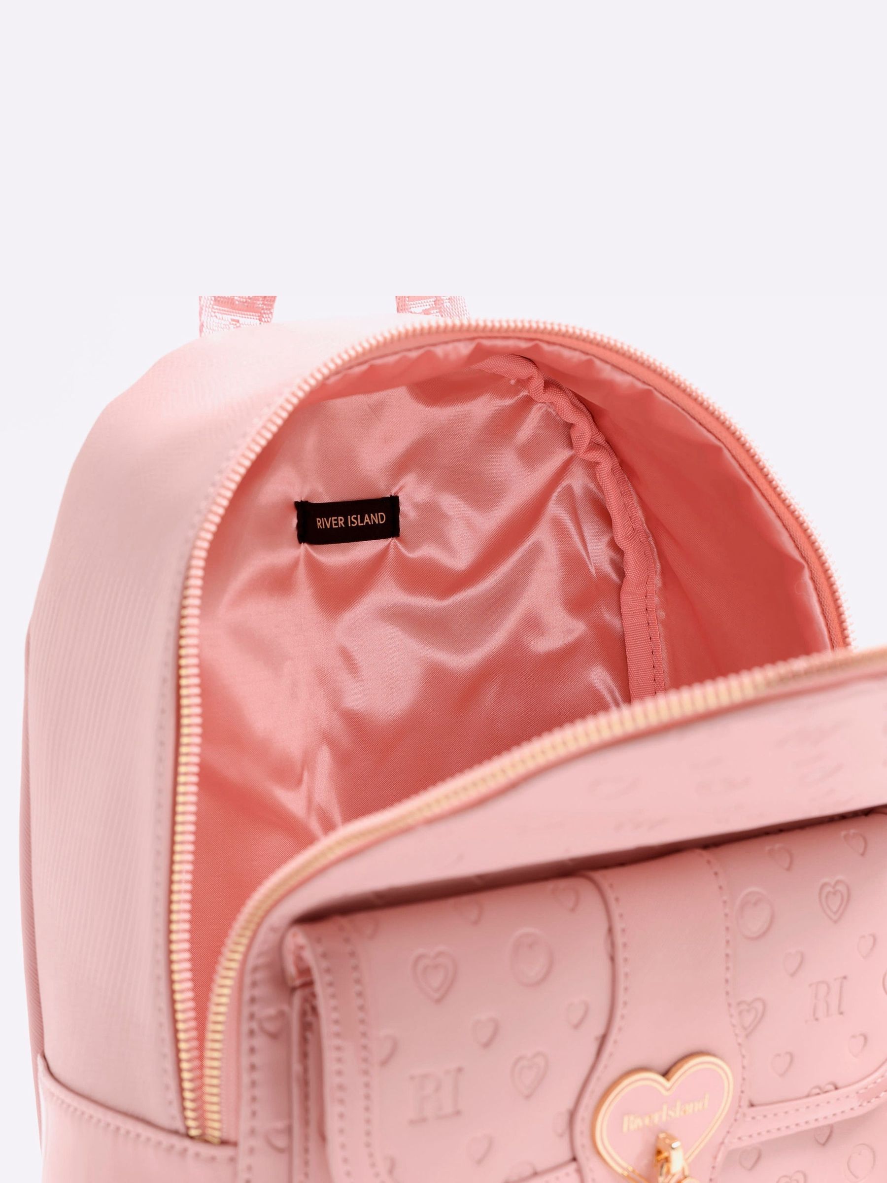 Roze - River Island Heart Lock Pocket Backpack