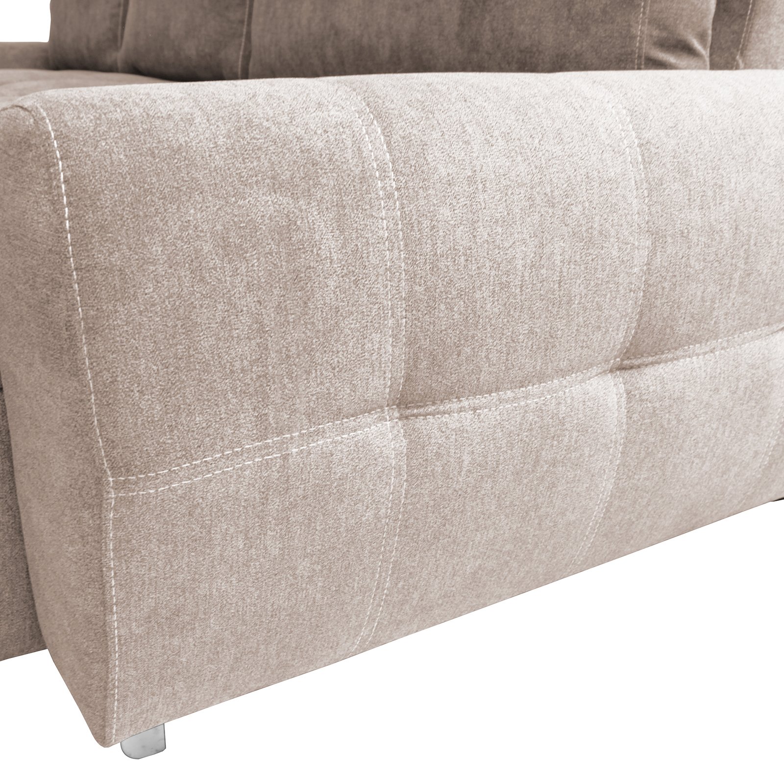 Ecksofa - beige - mit Liegefunktion und Staukasten