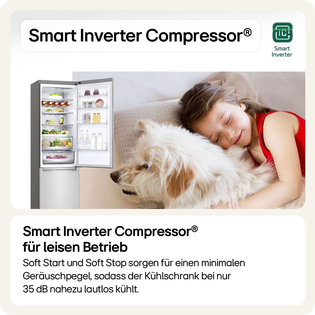 LG GBV3200CPY Kühl- / Gefrierkombination | 387 Liter Kapazität | Total No Frost | Door Cooling | Linear Cooling | Multi- Airflow Umluftkühlung