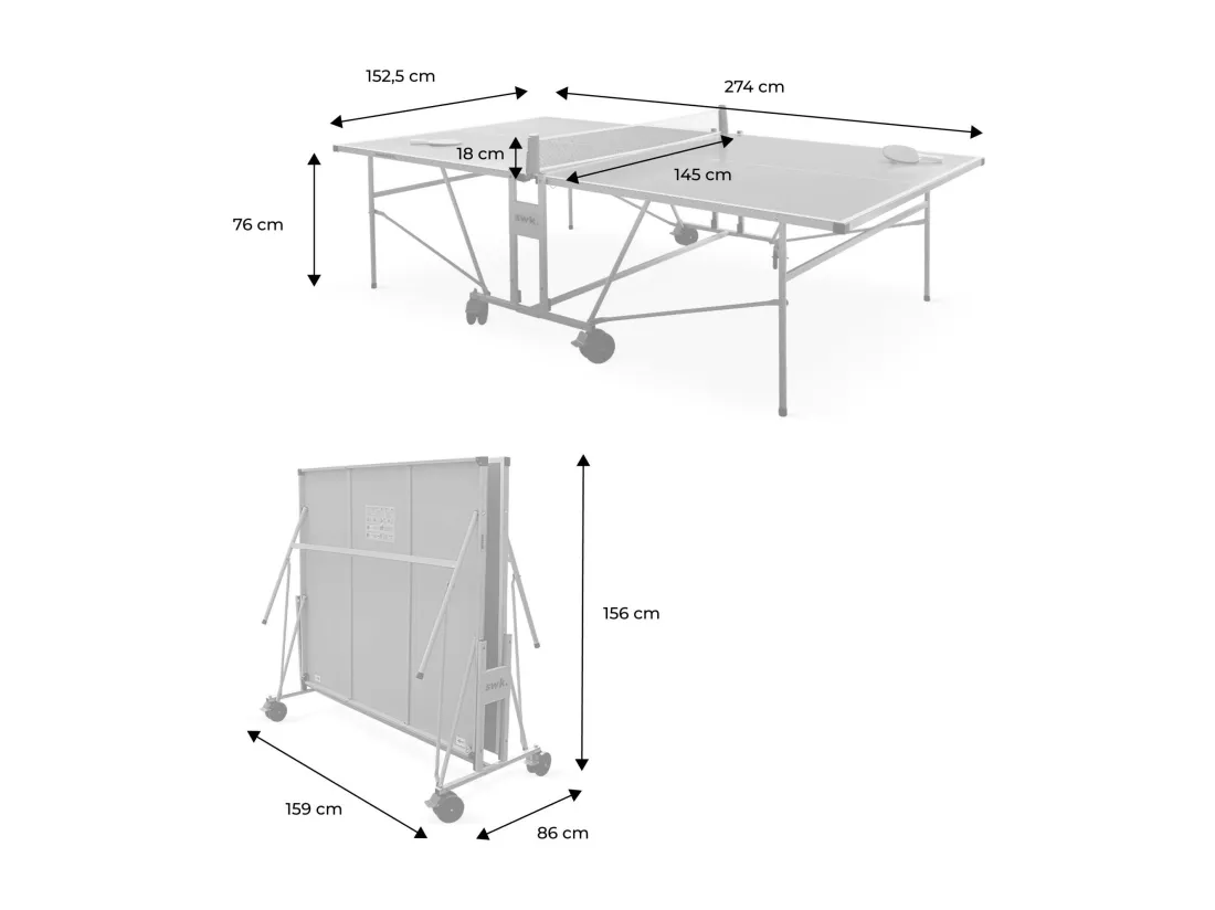 Table de ping pong OUTDOOR. avec 2 raquettes et 3 balles. pour utilisation extérieure + Housse en PVC