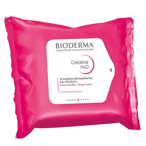 Bioderma Créaline H2O Gel de Limpeza Facial para Pele Sensível - 25 Lenços Umedecidos