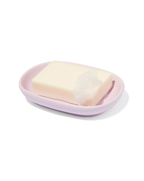 porte-savon avec nervures mat faïence lilas 13x9