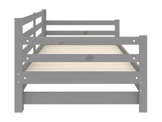 Lit coulissant sans matelas gris 2x(90x200) cm