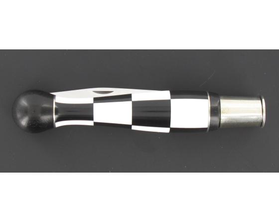Nontron Virole n° 25 - Boule Damier - MancheEbène et Corian Blanc, insert Aluminium Couteaux de Poche par Nontron