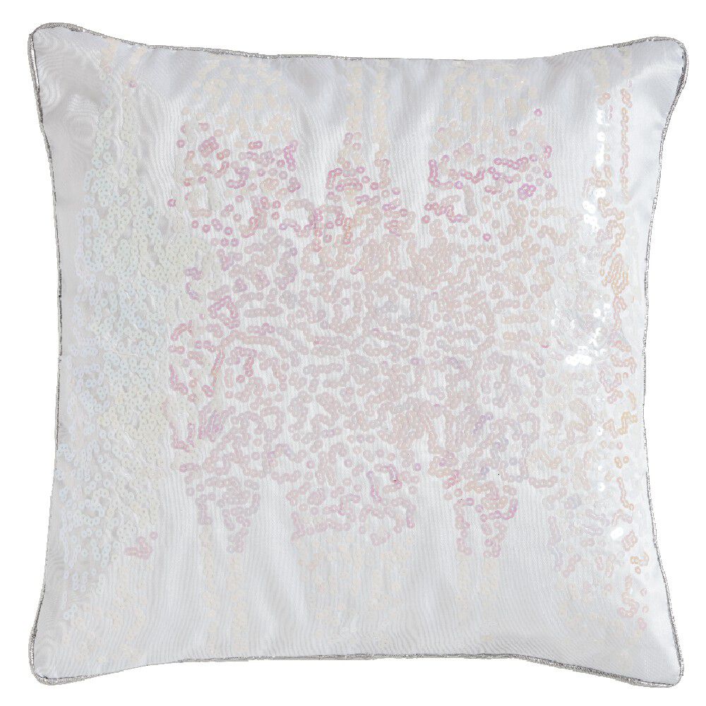 Housse coussin blanc brillant à sequins collection Serenity