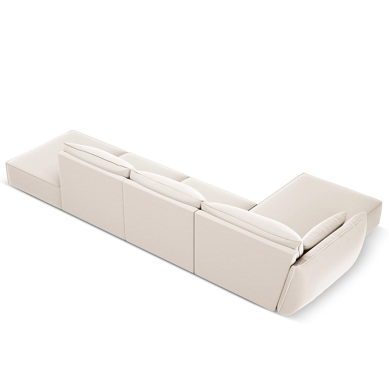 Mazzini Sofas Canapé d'angle gauche Velours Vanda 5 Places beige clair - 386x166x85 cm