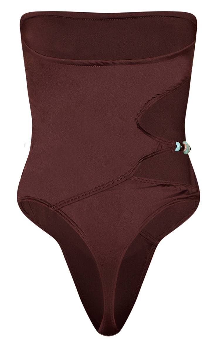 Chocolat Body Co-ord À Détails De Perles Toucher Doux