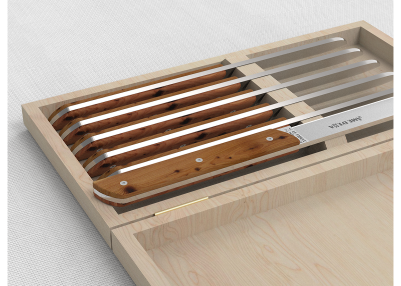 Service de 6 couteaux de table avec un manche en bois de genévrier et lame en acier inoxydable