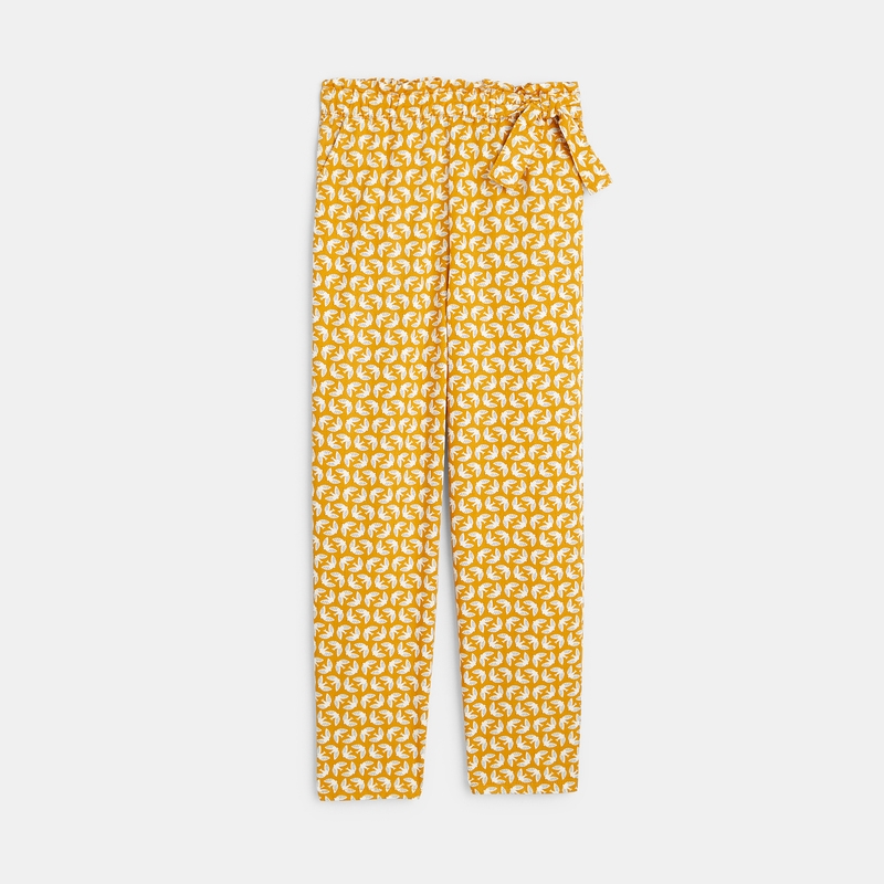 Pantalon fluide imprimé jaune fille