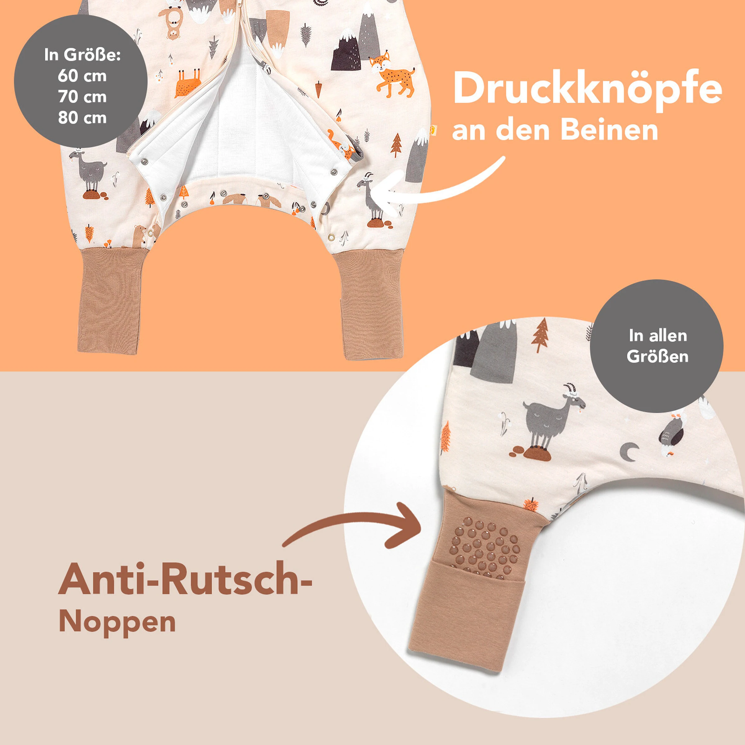schlummersack Schlafsack mit Füßen 1.0 Tog Bergtiere