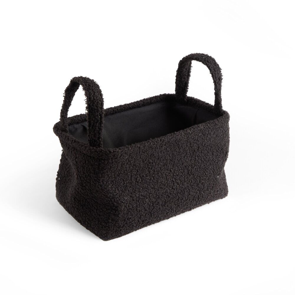 Panière laine bouclée noire 28x18xH15cm