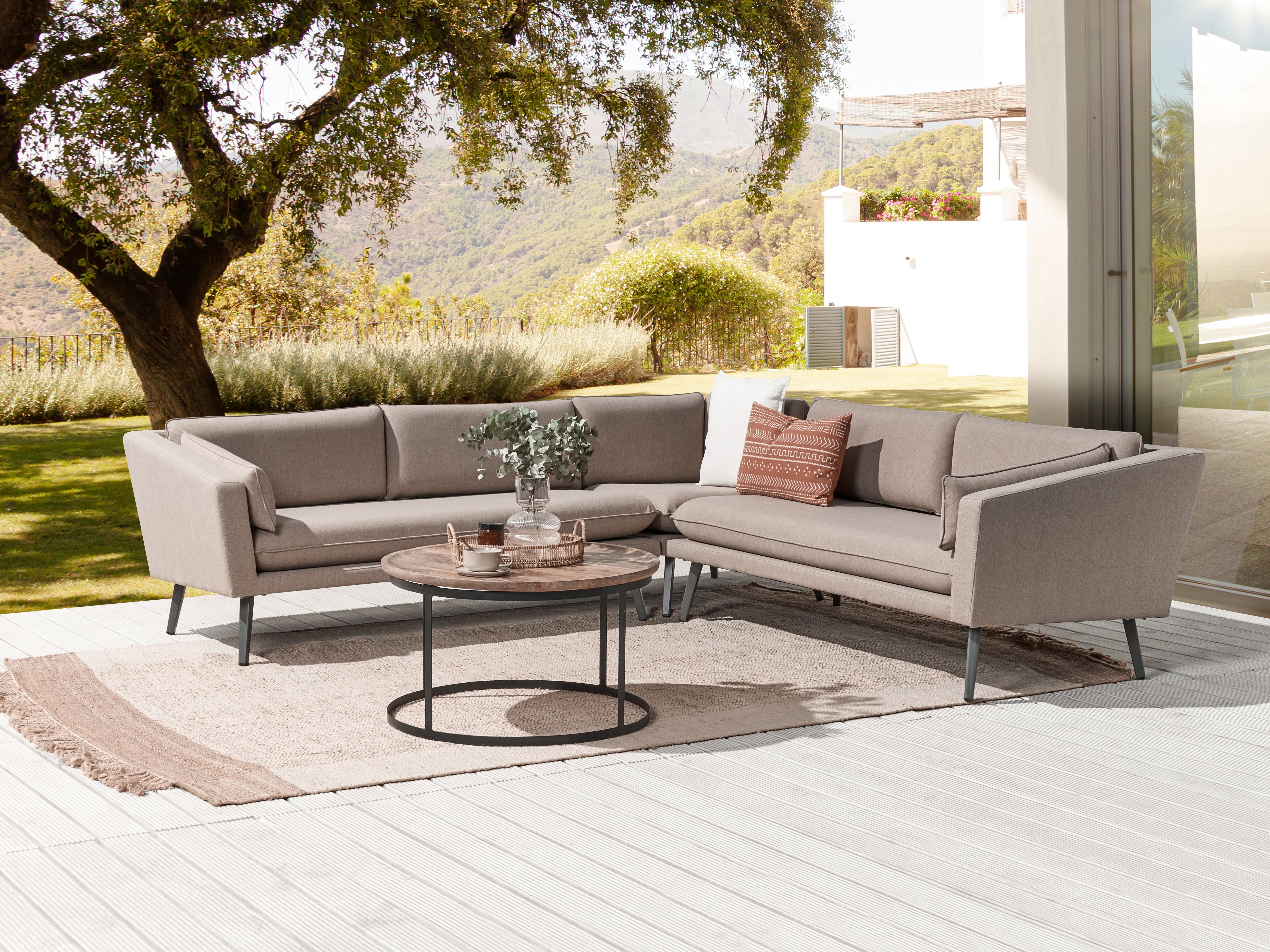 Tuin hoekbank 5-zits LORETELLO Beige