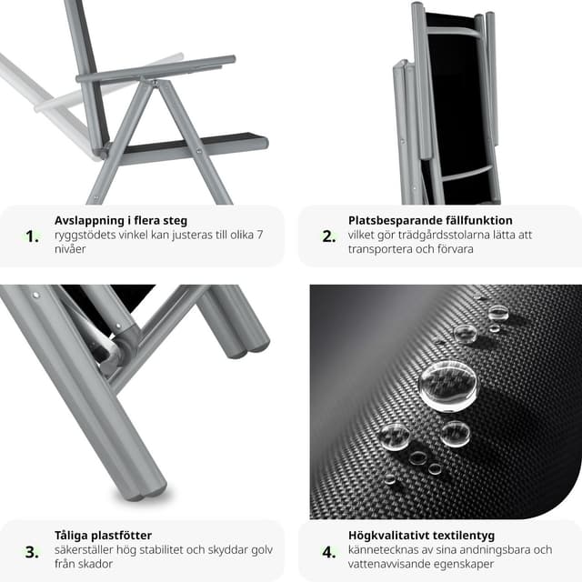Klapstol i aluminium 4 stk.