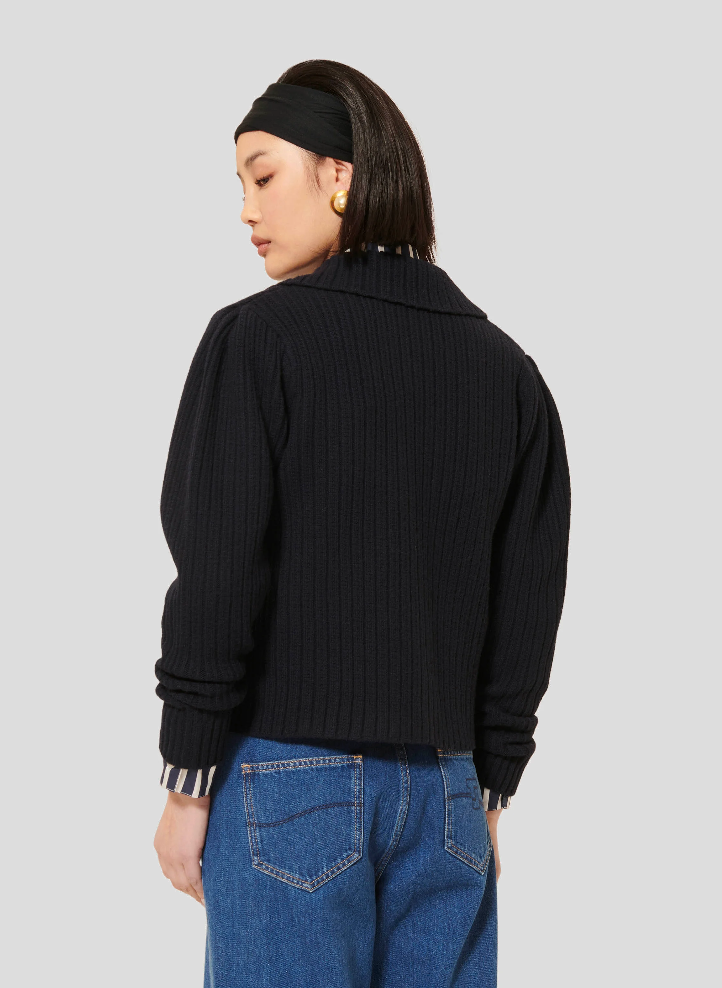 GOLDIE - Gilet droit en laine | Bleu
