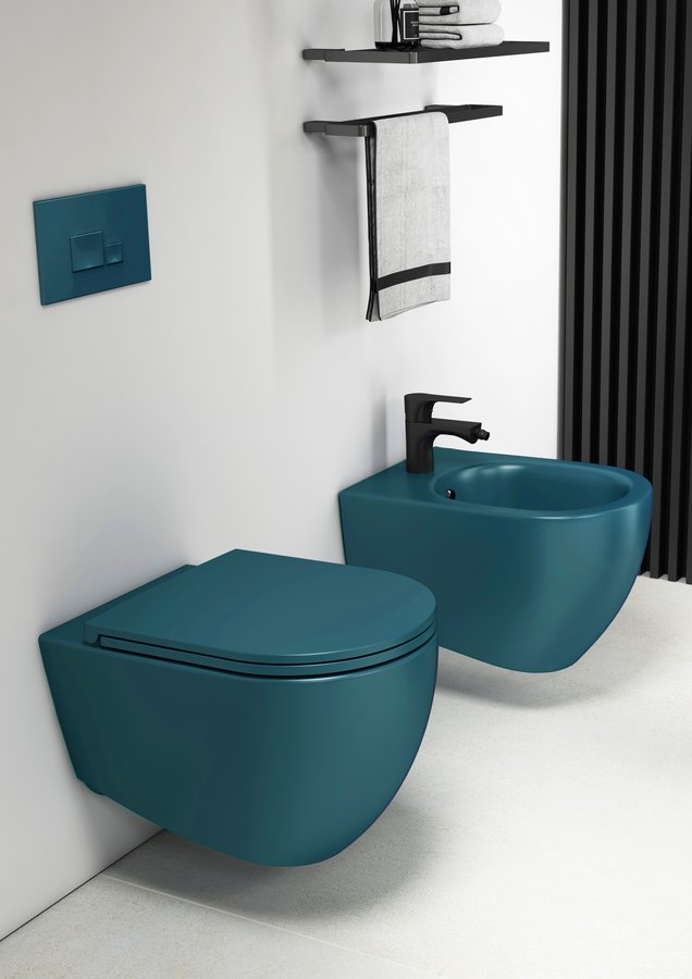 Isvea Infinity randloos toilet 53x36,5cm mat petrol