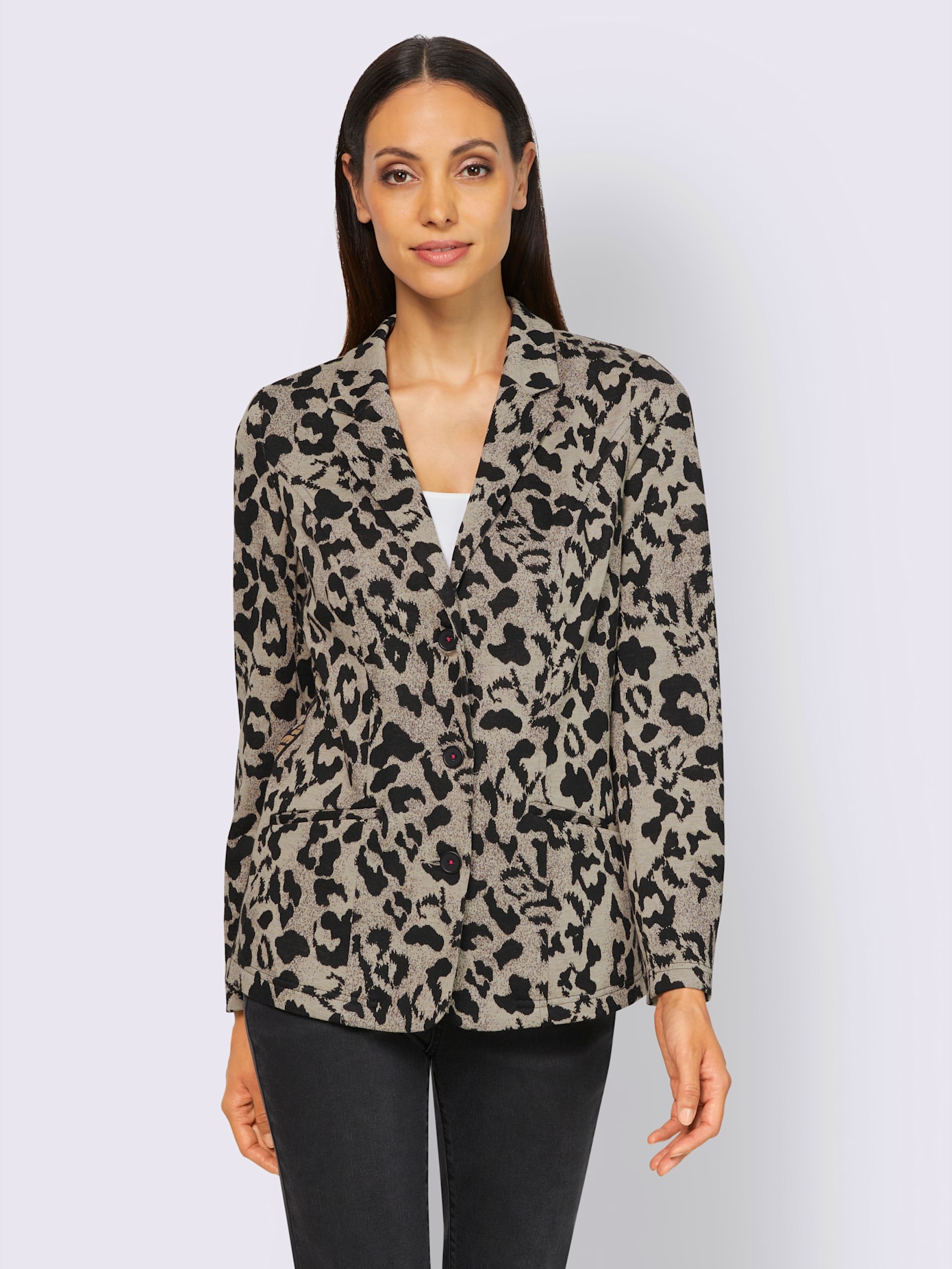 Blazer en jersey joli jacquard à l'aspect animal