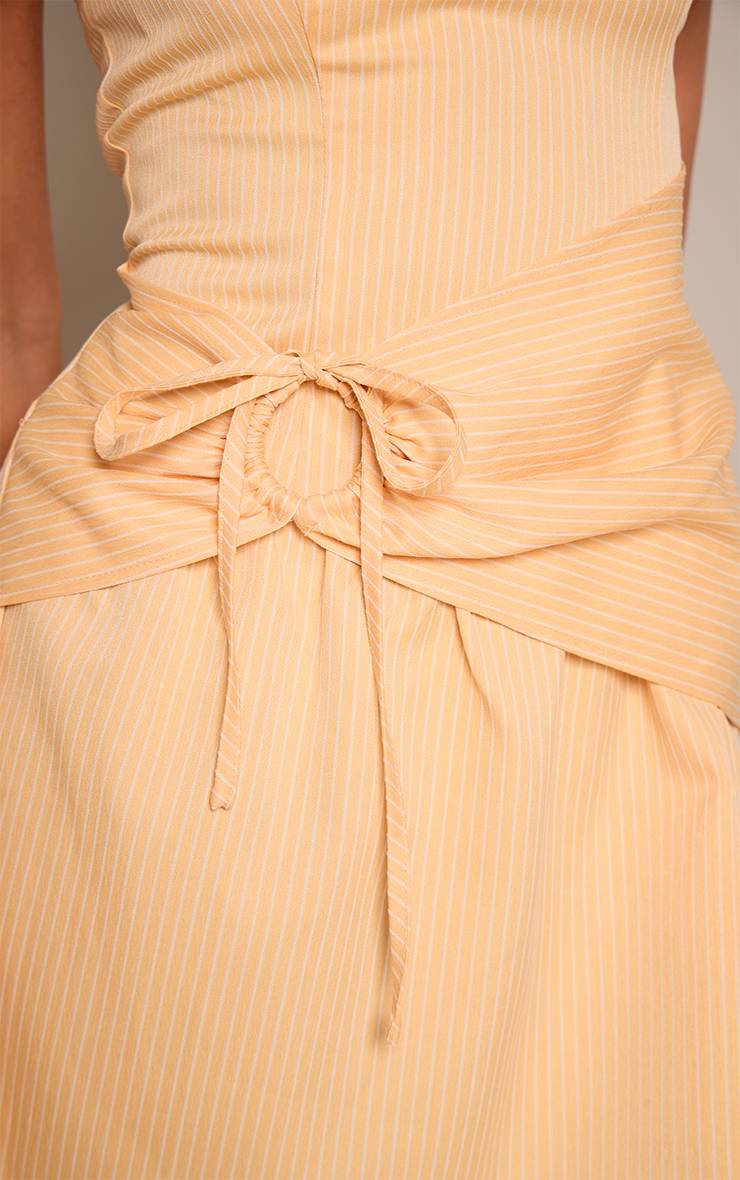Citron Robe Droite À Rayures Avec Détail Froncé À La Taille