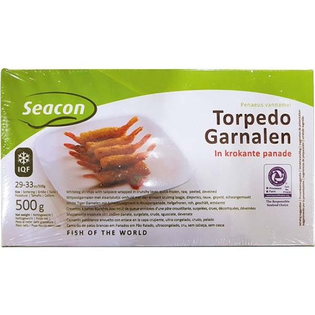 Seacon Bevroren Torpedo Garnalen in krokante panade (29-33pc) 500g
