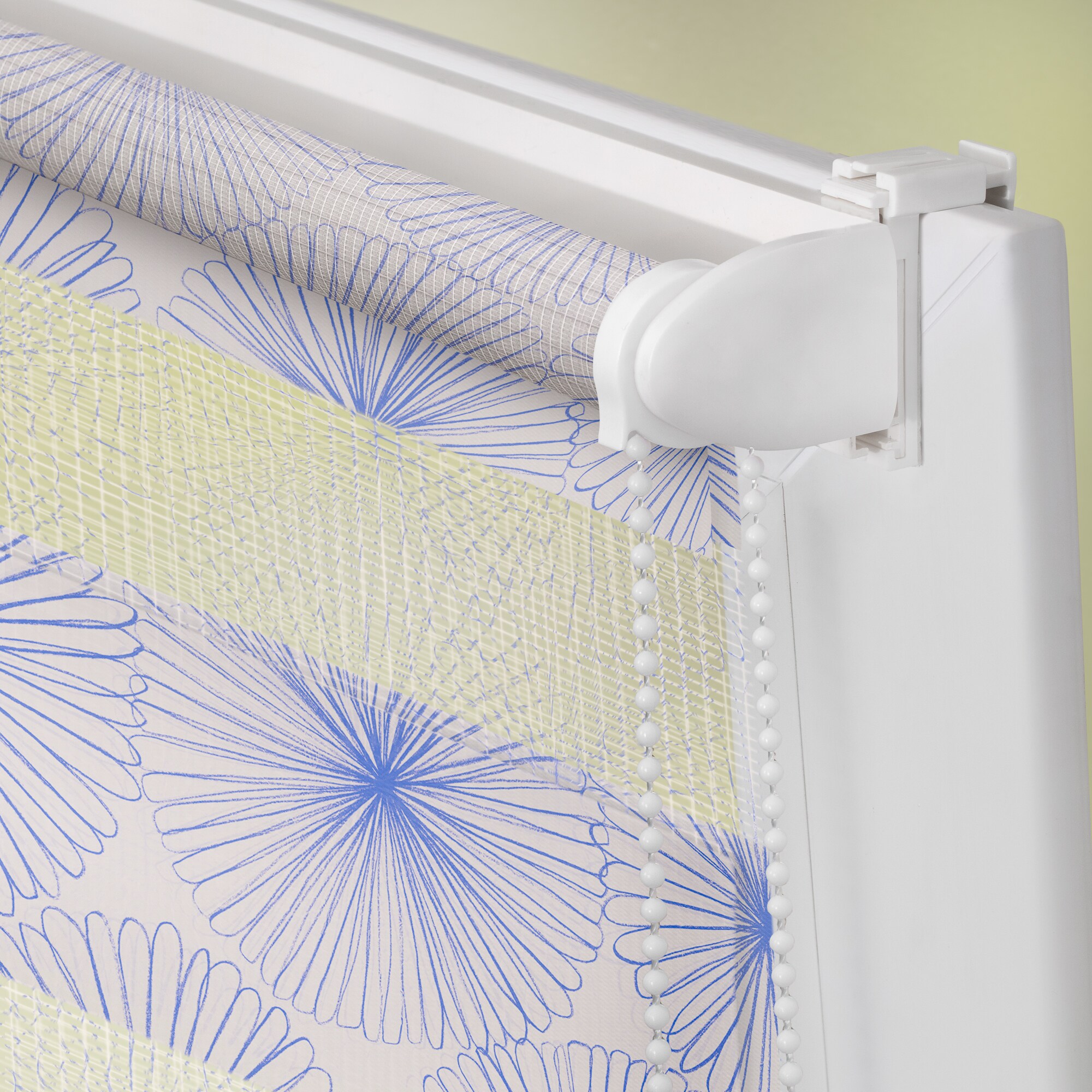 Lichtblick Duo Rollo Klemmfix, ohne Bohren, blickdicht, Flower wheel - Gelb