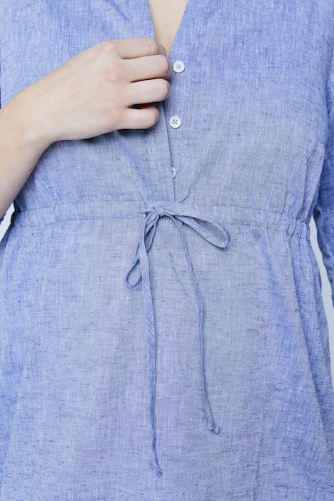 Bellieva-Bluse, A-Line, elastische Taille, 3/4-Ärmel, Biobaumwolle, GOTS