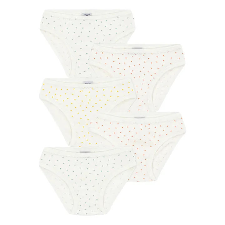 Petit Bateau Lot 5 Culottes Mini Cœurs | Ecru