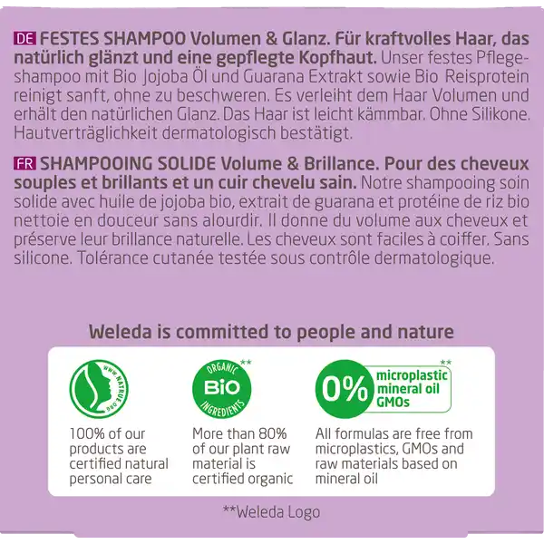 Festes Shampoo Volumen & Glanz