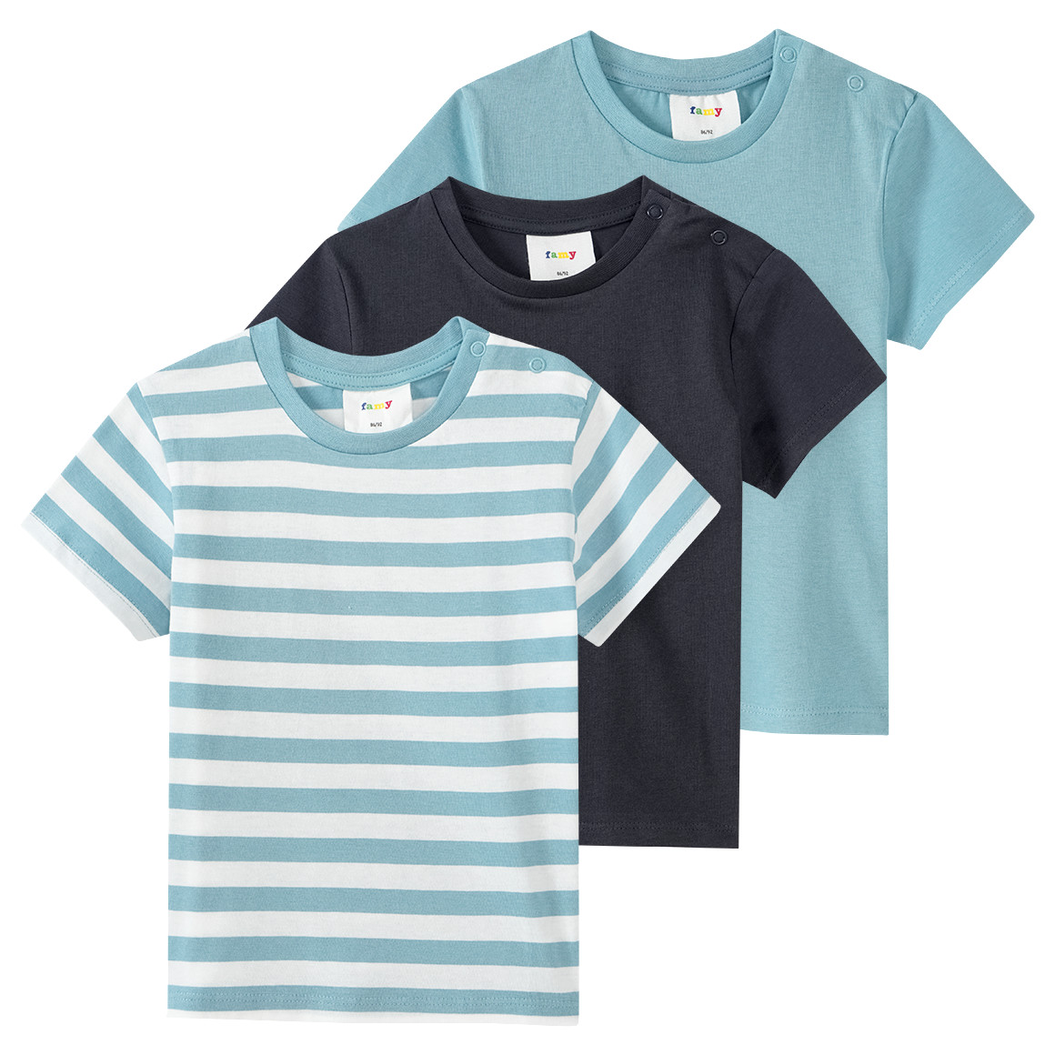 Famy 3 Baby T-Shirts im Basic-Look salbei / dunkelgrau