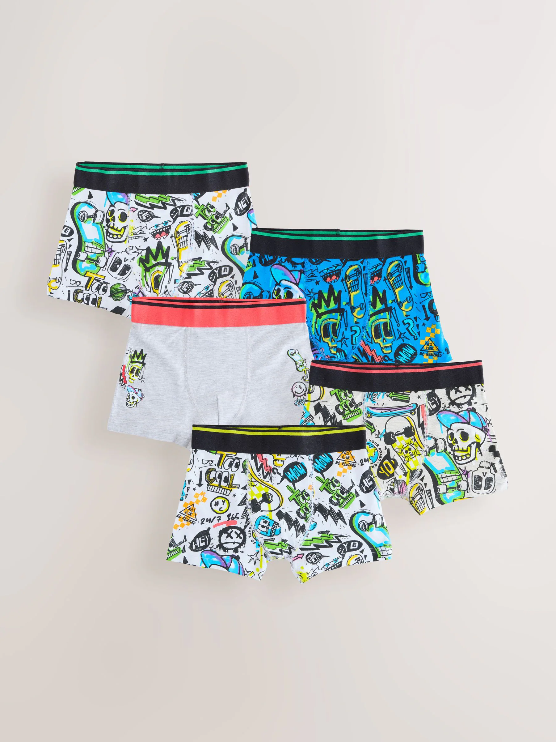 Doodle-graffitiprint - Verpakking van 5 boxershorts (1,5 - 16 jr)