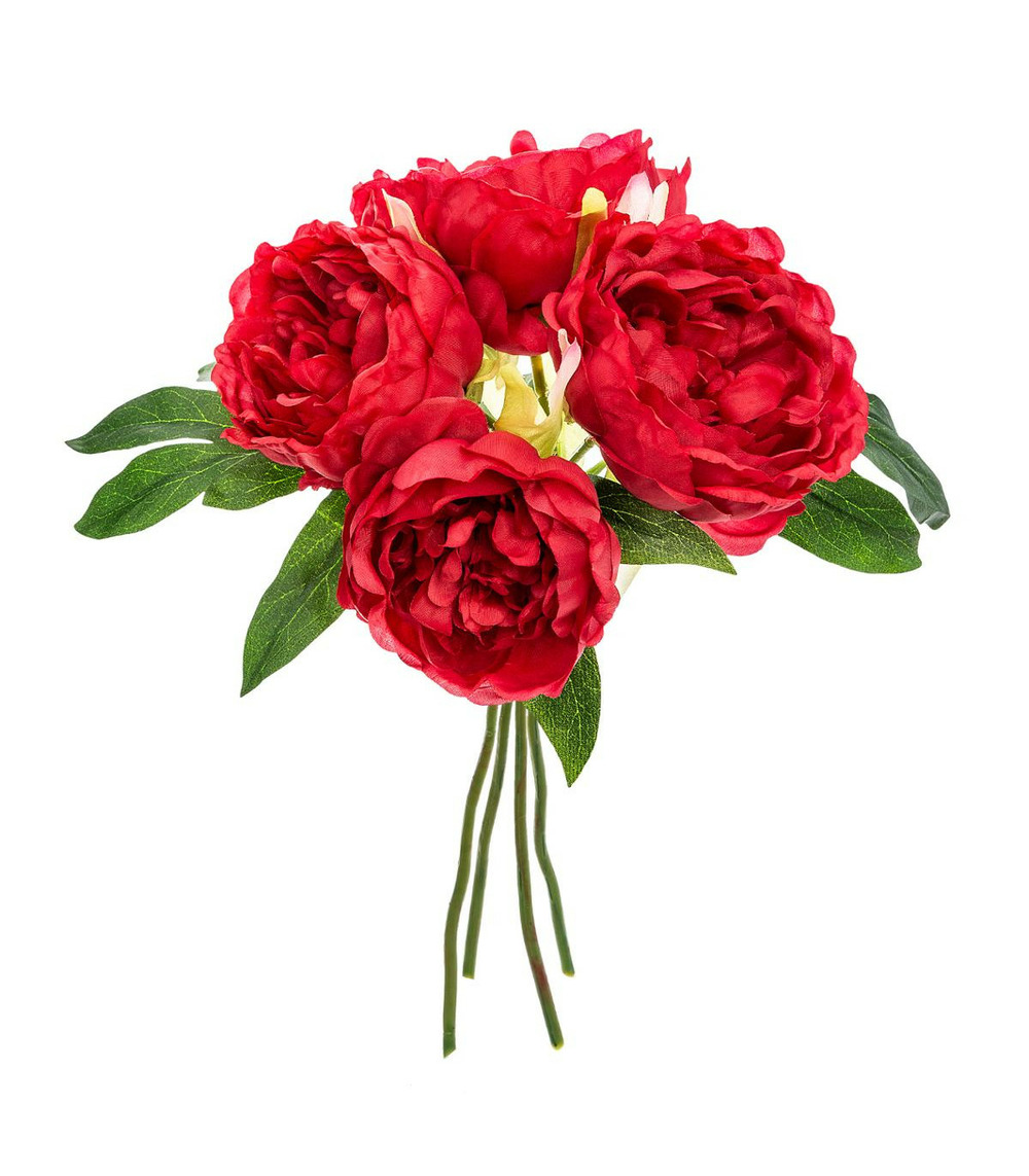 Bouquet de fleurs artificielles 4 pivoines prune d. 25 x h. 30 cm