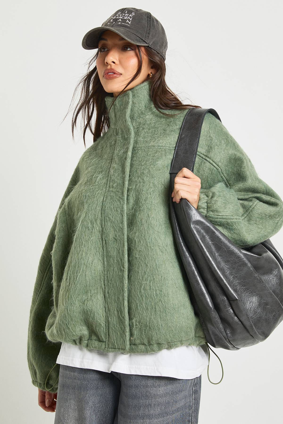 boohoo Veste Bomber Aspect Laine Texturée