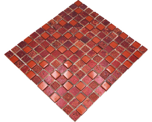 Glasmozaïek met natuursteen XCM CB 92 mix rood 30x32,5 cm